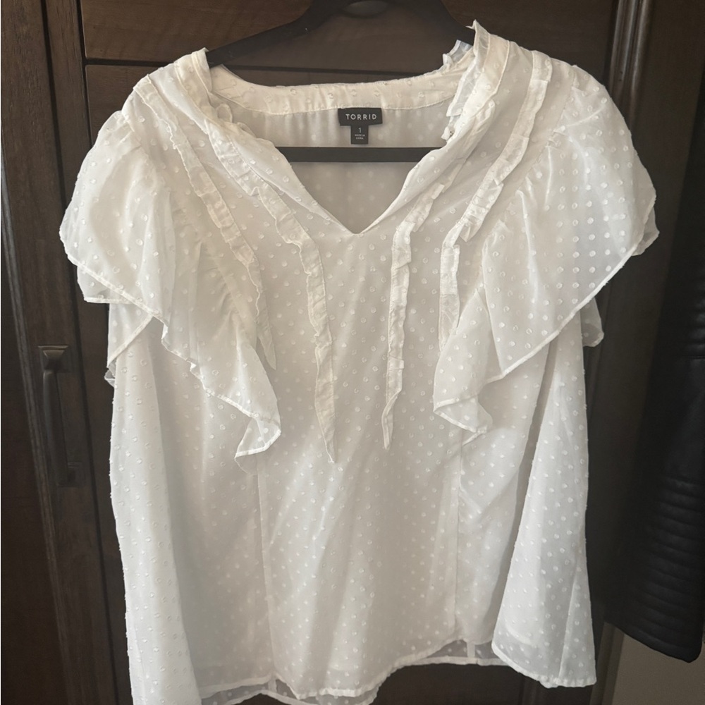 Torrid Ivory Ruffle Blouse